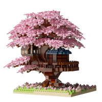 Bloques de Construcción de Plástico con Diseño de Sakura, Mini Suculentas, Flores de Cerezo, Juguetes de Bricolaje para Niños