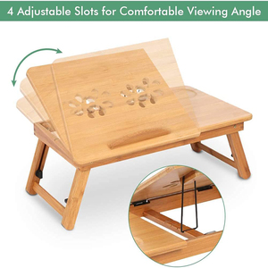 2023 Venta caliente plegable ajustable Laptop Lap Desk Notebook Computer Holder Stand plegable bambú Laptop Table Tray para cama - Product Image 4