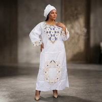 Ensemble Robe et Foulard Kanga Africain Traditionnel en Polyester Grande Taille pour l'Été/Printemps 2026 – Broderie de Haute Qualité