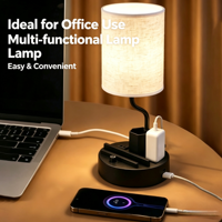 Lampe de table moderne à LED USB Type C avec prise intégrée, idéale pour chambre à coucher et hôtel – Nouveauté tendance