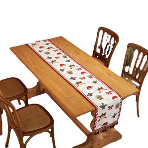 Chemin de <span class=keywords><strong>table</strong></span> tissé jacquard flocon de neige de Noël teint en fil et pompon de chapeau pour couverture de meuble TV seau <span class=keywords><strong>serviette</strong></span> - Product Image 1