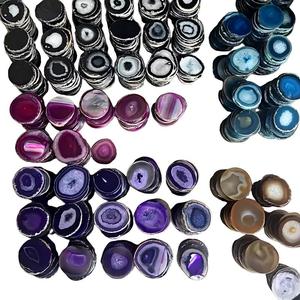 Commercio all'ingrosso Tinti di Verde Naturale Fette di Agata con Oro/Argento Placcatura Bordo - Product Image 4