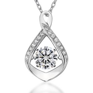 Colgante de plata personalizado de fábrica con diamante de laboratorio, cadena de plata de ley 925 pulida incluida, dije brillante con pavé lateral para regalo diario - Product Image 1