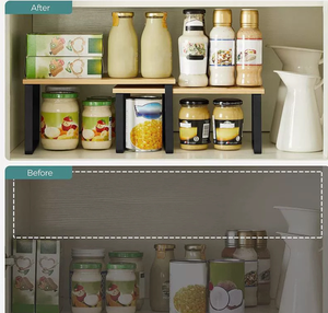 Scaffale Portaoggetti Multifunzionale in <span class=keywords><strong>Legno</strong></span> a 2 Ripiani, Organizzatore per <span class=keywords><strong>Spezie</strong></span> da Cucina, Espositore per Bancone, Armadietto, Soggiorno e Scrivania - Product Image 2