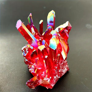 Cristal de Cuarzo Aura Transparente de Alta Calidad al por Mayor, Piedra Curativa de Cristal Rojo, Cristal Electroplacado, Decoración para el Hogar - Product Image 3