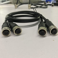Connecteur aviation M12 DC en Y à trois voies avec 1 port mâle et 2 ports femelles, 4 ou 5 cœurs, protection IP67