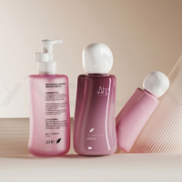 Ensemble d'emballages de luxe personnalisés pour cosmétiques : flacons à capuchon arrondi, pots de crème en plastique, flacons de toner, soins corporels, shampoing, sérum et lotion
