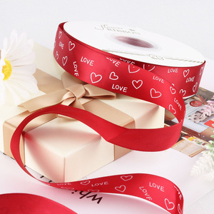 Pita Poliester Motif Hati Hari Valentine 2.5cm untuk Kemasan Buket Bunga atau Pita Kemasan Hadiah - Product Image 3