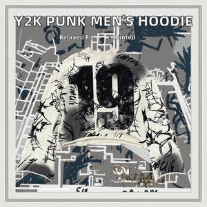 Y2K Vintage Punk Solid Color Printed Men Casual <b>Hoodie</b> American <b>Gothic</b> Fashion Couple Casual <b>Hoodie</b> Sweatshirts - Product Image 3