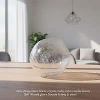 Abat-jour en verre transparent à bulles intérieures pour éclairage d'intérieur et ameublement, pièces en verre