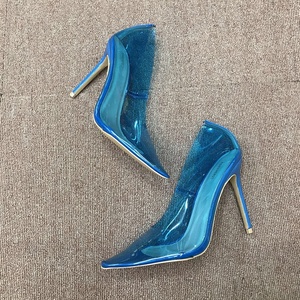 Zapatos de Stiletto de PVC transparente, Sandalias de tacón alto con punta puntiaguda, Color gelatina arcoíris, verde y negro, venta al por mayor - Product Image 6