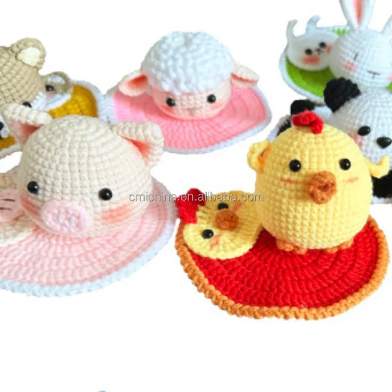 Lovely chicken Crochet DIY Kit for Beginners Crochet Kit Include Pattern Yarn Crochet Hook Stuffing and Knitting Needles