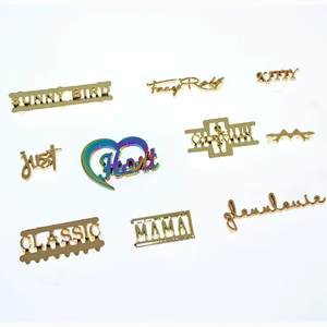 TANAI de moda de metal alfabeto color oro diseño de marca Carta bolsos logotipo - Product Image 2