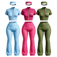 Ensemble de pantalons décontractés personnalisés pour femmes 2026 – Imprimé léopard personnalisé – Pantalon évasé imprimé léopard – Ensemble trois pièces – Ensemble de vêtements de sport pour femmes