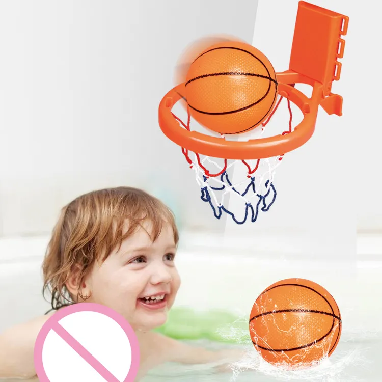2 IN 1 Bathroom Bathing Time Water Play Basketball Hoop Shoot PU Silicone Balls Baby Bath Toy For Sale