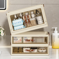 COIZY moderne anti-poussière grande mallette de rangement cosmétique pliable maquillage organisateur de bureau avec tiroir PP plastique maquillage boîte de rangement