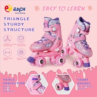 Patins à roulettes pour enfants débutants, garçons et filles, antidérapants, avec roues PU lumineuses, patins à roulettes quad réglables pour enfants, pour l'extérieur