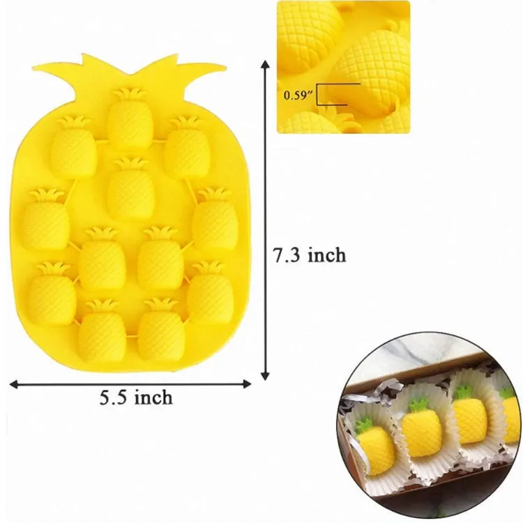 3D bentuk buah nanas silikon es kisi berkelanjutan Non-Stick rilis ramah lingkungan pembuat es krim alat