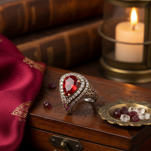 Pear Ottoman Drop Garnet <b>CZ</b> Wholesale Authentic Silver <b>Ring</b> Fine Jewelry Ottoman Style Dainty Popular Ethnic Jewellery - Product Image 3