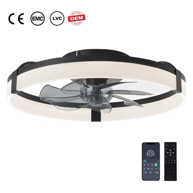 TUYA BT APP Smart Home LED RGB Ceiling Fan Light with 7 Blades Modern Design for Bedroom 110V