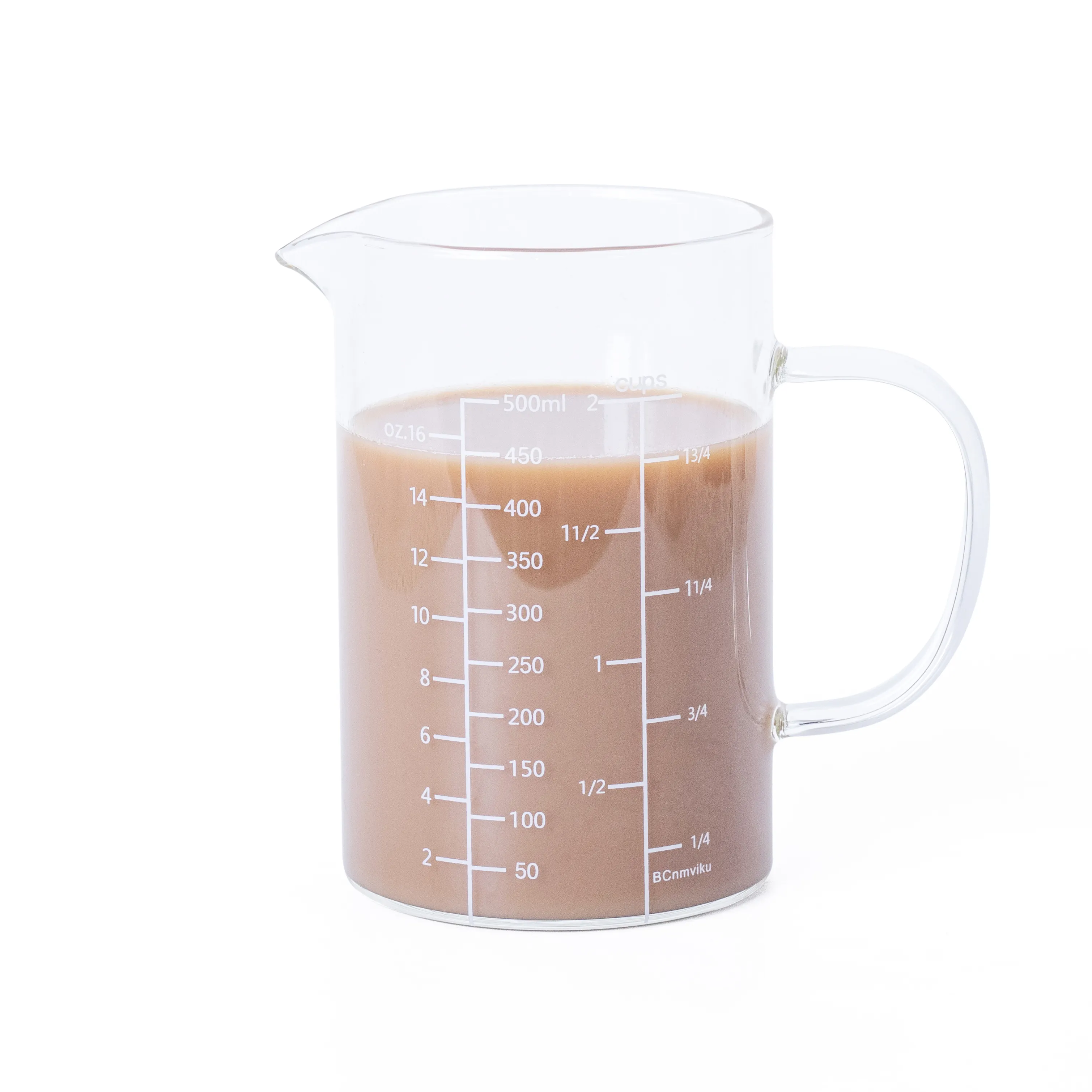 Bcnmviku 500Ml Meetglas Met Geïsoleerd Handvat En V-Vormige Tuit Hoog Borosilicaatglas Gemakkelijk Af Te Lezen Gedrukte Graduaties