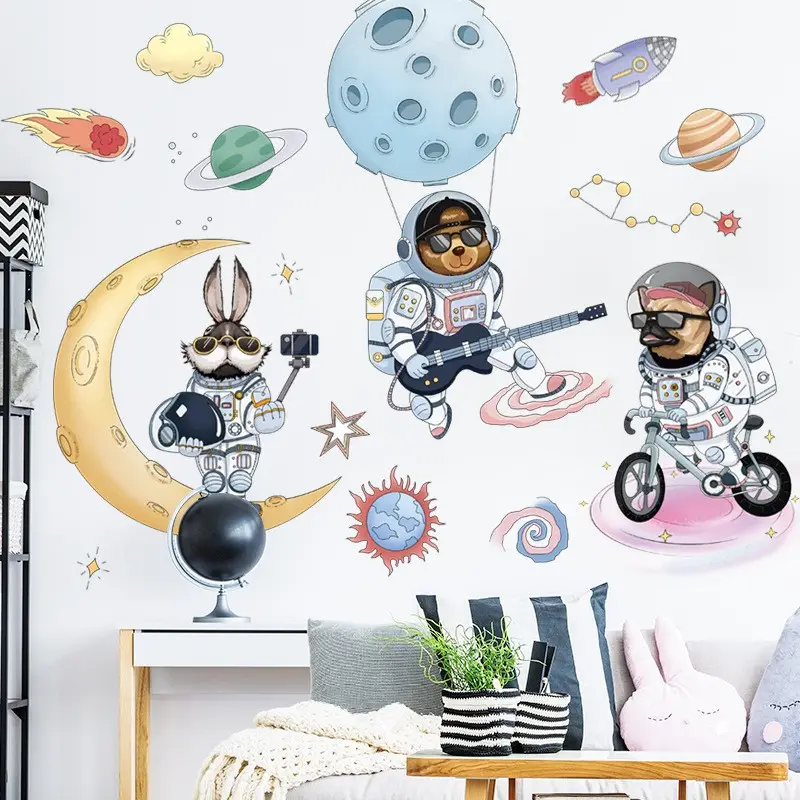 Spaziatore in stile moderno decorazione per la stanza del bambino adorabile decorazione per astronauta in resina da parete per la casa