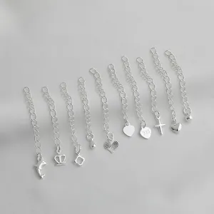 925 argent sterling amour coeur extension chaîne bracelet à bricoler soi-même collier sangle pendentif queue chaînes pour résultats de bijoux et composants