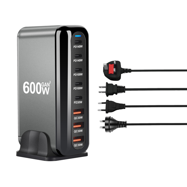 New 5C 3A 600W 8 Ports USB C PD Charger 140W PD 3.1 Charger Fast USB C Charging Station for Smart Phones, Tablet and More