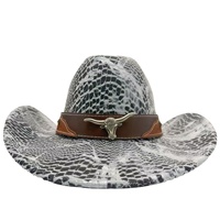 Chapeaux de cowboy personnalisés en gros à imprimé serpent, chapeaux de fête Longhorn Country Rodeo pour adultes