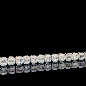 Pulsera de tenis estilo Hip Hop con incrustaciones de moissanita VVS tipo baguette, de oro blanco de 7.5mm y plata 925, para hombre y mujer - Product Image 3