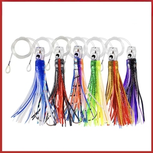 Leurre artificiel pré-noué avec tête de jig, jupe de calamar et plumes pour la pêche au brochet en eau salée, en mer, en <span class=keywords><strong>bateau</strong></span> et la pêche à la traîne - Product Image 1
