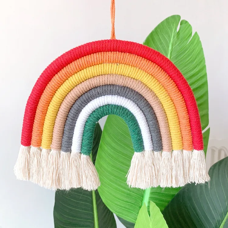 Fashion Macrame Designed Rope Rainbow Wall Hanging Decor