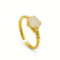 Chris april Fine Jewelry Bague de chevalière en quartz blanc en argent sterling 925 redimensionnable avec pierre naturelle