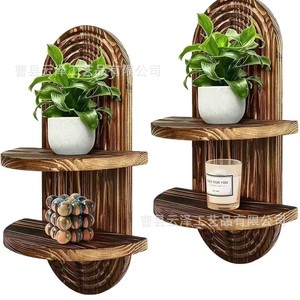 Cross-border wooden <b>wall</b>-<b>mounted</b> <b>shelf</b> for living room, home background <b>wall</b> decoration, display rack, guesthouse <b>wall</b> candle - Product Image 5