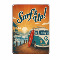 Plaque Métallique Vintage Personnalisée Usine, Thème Plage Tropicale, Art Rétro, Plaque en Aluminium pour Décoration Murale Bar et Salon, Thème Surf Estival