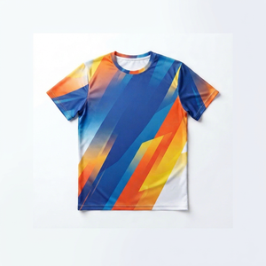 เสื้อยืดกีฬาคอกลมแขนสั้นผ้าโพลีเอสเตอร์แห้งเร็วพิมพ์ลายดิจิตอลตามสั่งสำหรับผู้ชาย ลายเรียบ สวมใส่ได้ทั้งฤดูใบไม้ผลิ/ฤดูร้อน เหมาะสำหรับใส่เป็นทีม - Product Image 1