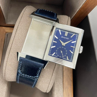 Montre mécanique automatique pour homme Fashion Square Skeleton, acier inoxydable, cadran bleu, bracelet en cuir de vache, montre-bracelet pour homme 3908480