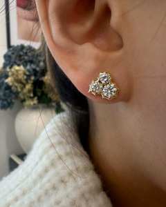 Boucles d'oreilles en diamant cultivé en laboratoire, taille brillant rond, argent sterling 925, or massif 14 carats, bijoux élégants et raffinés pour femmes - Product Image 1