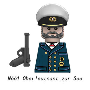 N661-666 WK2 Militär Deutsche Marine Mini-Actionfiguren Bausteine Soldaten Offiziersmütze 98K Gewehr Helme Waffen Steine Spielzeug - Product Image 5