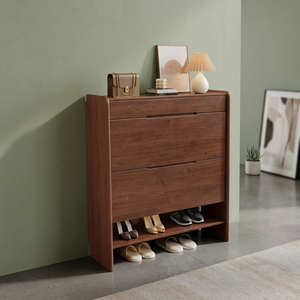 Modern Wood <b>Shoe</b> Rack with 2 Drawers and Open <b>Shelf</b> Freestanding Entryway <b>Storage</b> Cabinet Minimalist Design for Home Living Room - Product Image 3