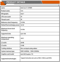 Brand New Twenty Cores Core I7 3.4GHz 10 Nanometers 33MB 14700KF Cpu for Desktop