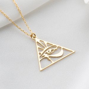 Ojo de Ra de Acero Inoxidable Chapado en Oro 18K, Collar Triangular con Colgante de Símbolo Egipcio Antiguo, Collar de Ojo de Horus - Product Image 3