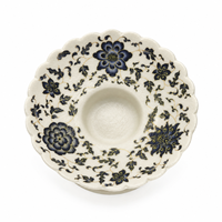 Candélabre en céramique et porcelaine, style nordique, plat à pied, bord festonné, motif floral bleu et blanc, décoration d'intérieur écologique, Hygge