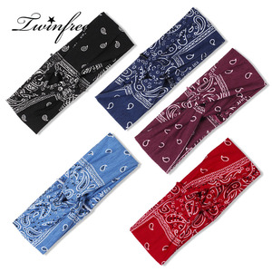 Bandana Headband Bohemia Elastic Hairband With Cashew Printing Fashion Soft Cross Paisl Hair Accessories for Women Custom