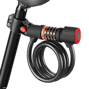 <span class=keywords><strong>Candado</strong></span> de seguridad de silicona para bicicleta, cadena de combinación, <span class=keywords><strong>candado</strong></span> de Cable de bicicleta, <span class=keywords><strong>candado</strong></span> personalizado de 5 dígitos, combinación de <span class=keywords><strong>candado</strong></span> con luz trasera - Product Image 1
