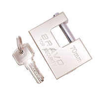 Cadenas rectangulaire en fer nickelé BRAVO, acceptant la personnalisation, 60mm/70mm/80mm/90mm/100mm