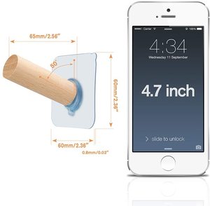 Adhesive Hanger Home Kitchen Supplies Wall Hanging <strong>Handmade</strong> Wood Craft Wooden <strong>Hooks</strong> - Product Image 2