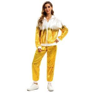 Ensemble de vêtements de sport imprimé bière unisexe en polyester pour adulte, tenue de performance style discothèque - Product Image 3