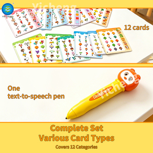 Stylo de <span class=keywords><strong>lecture</strong></span> interactif pour enfants avec cartes flash éducatives, jouet en plastique pour l'apprentissage précoce avec fonction tactile, son et lumière pour les tout-petits - Product Image 2