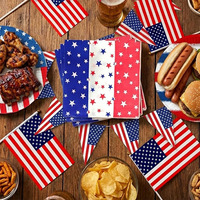 Ensemble pour la fête de l'indépendance américaine, fournitures de fête du 4 juillet, vaisselle, décorations, assiettes jetables, serviettes, nappe, bannière, drapeaux